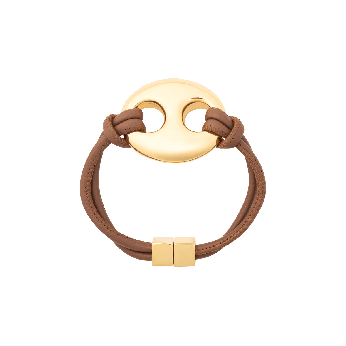 Vanessa Baroni Armband Disc Leather, vergoldet brown - gold