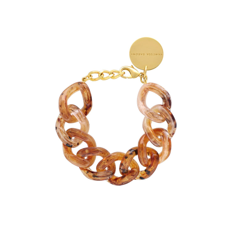 Vanessa Baroni Armband Flat Chain, bernstein, vergoldet