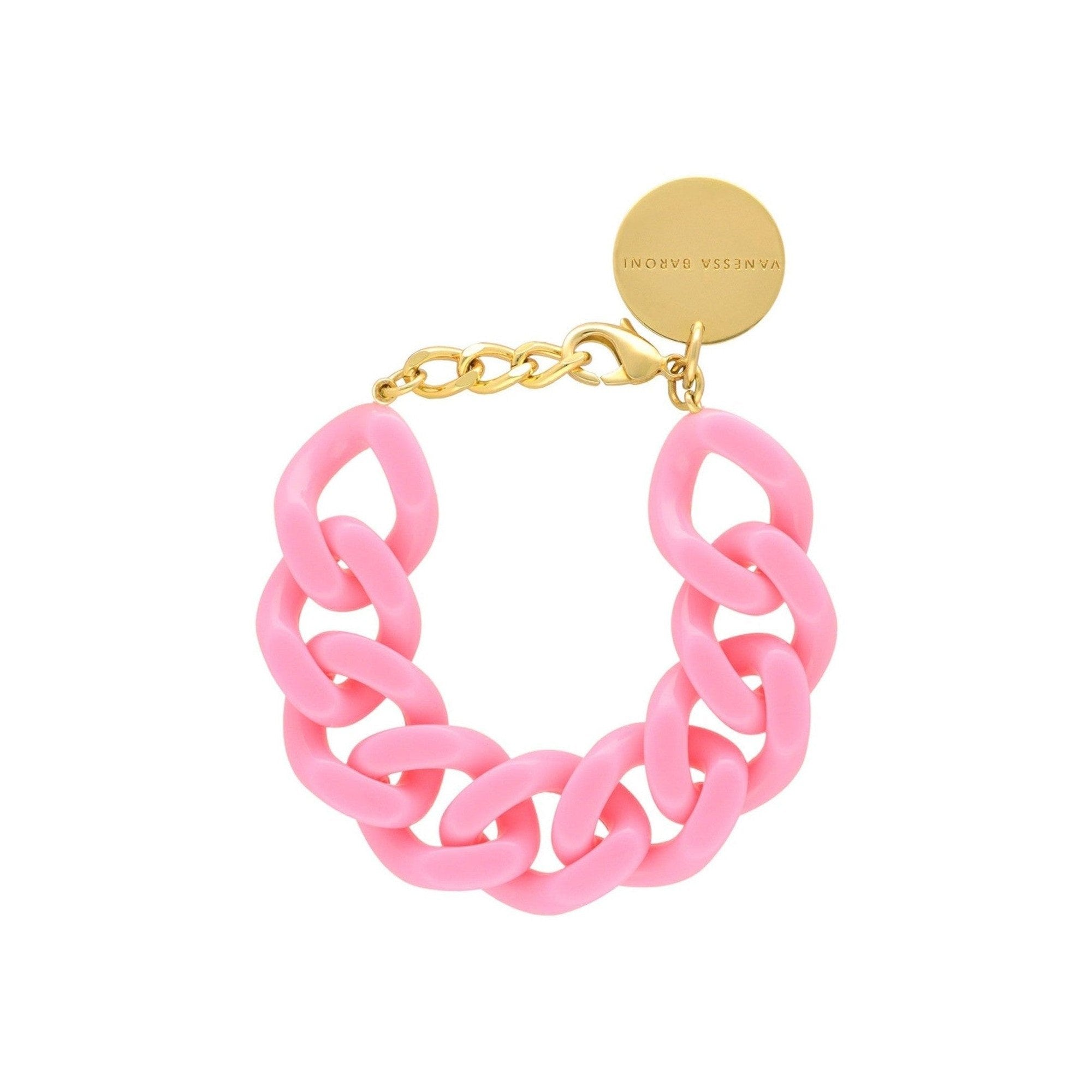 Vanessa Baroni Armband Flat Chain, bubble gum, vergoldet