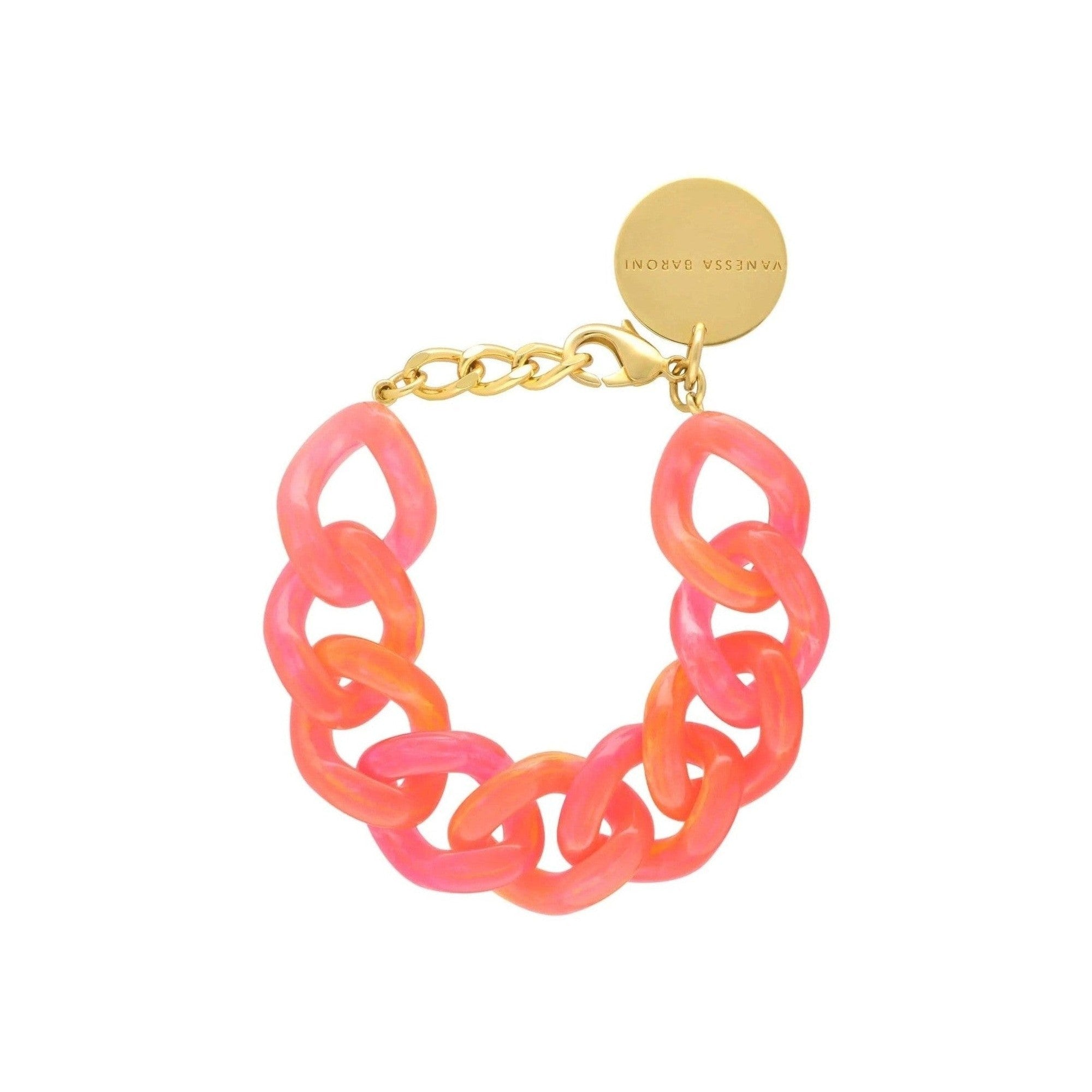 Vanessa Baroni Armband Flat Chain, campari orange, vergoldet
