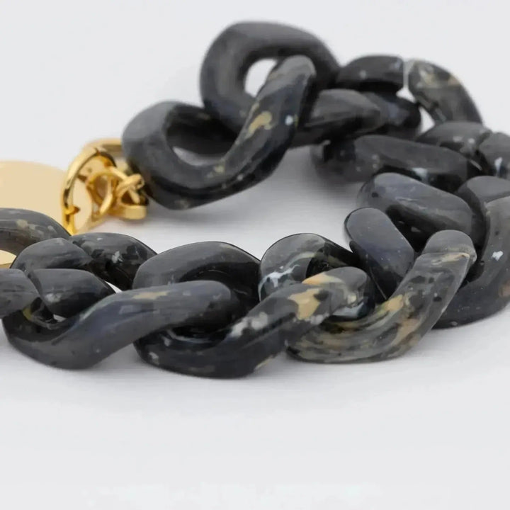 Vanessa Baroni Armband Flat Chain, granite marble, vergoldet
