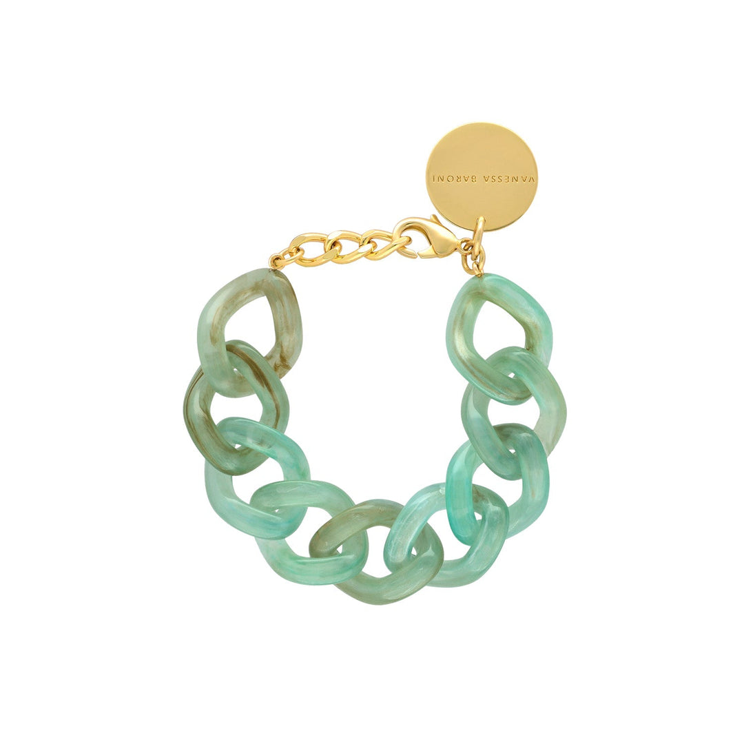Vanessa Baroni Armband Flat Chain, jade, vergoldet