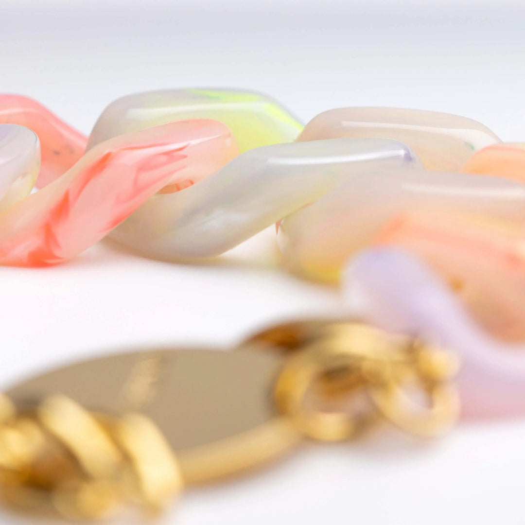 Vanessa Baroni Armband Flat Chain, neon rainbow, vergoldet