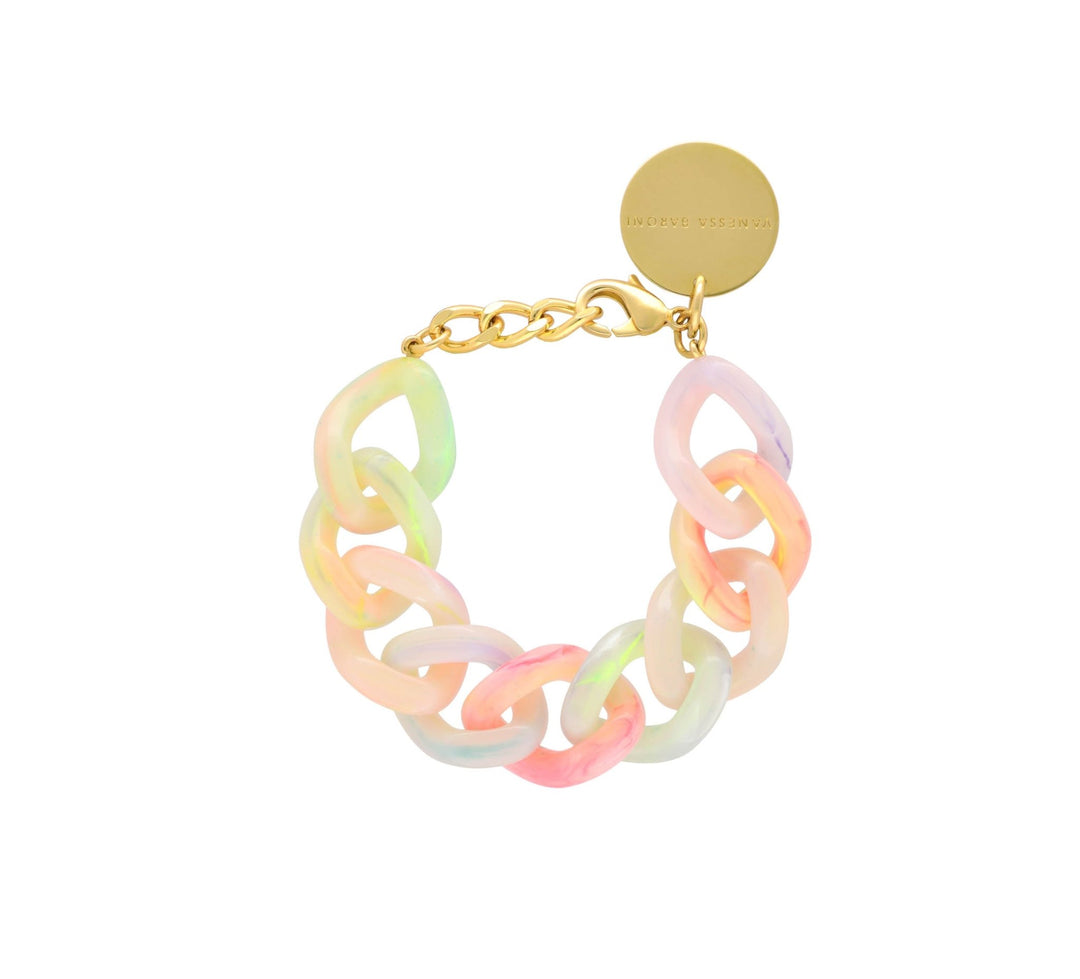 Vanessa Baroni Armband Flat Chain, neon rainbow, vergoldet