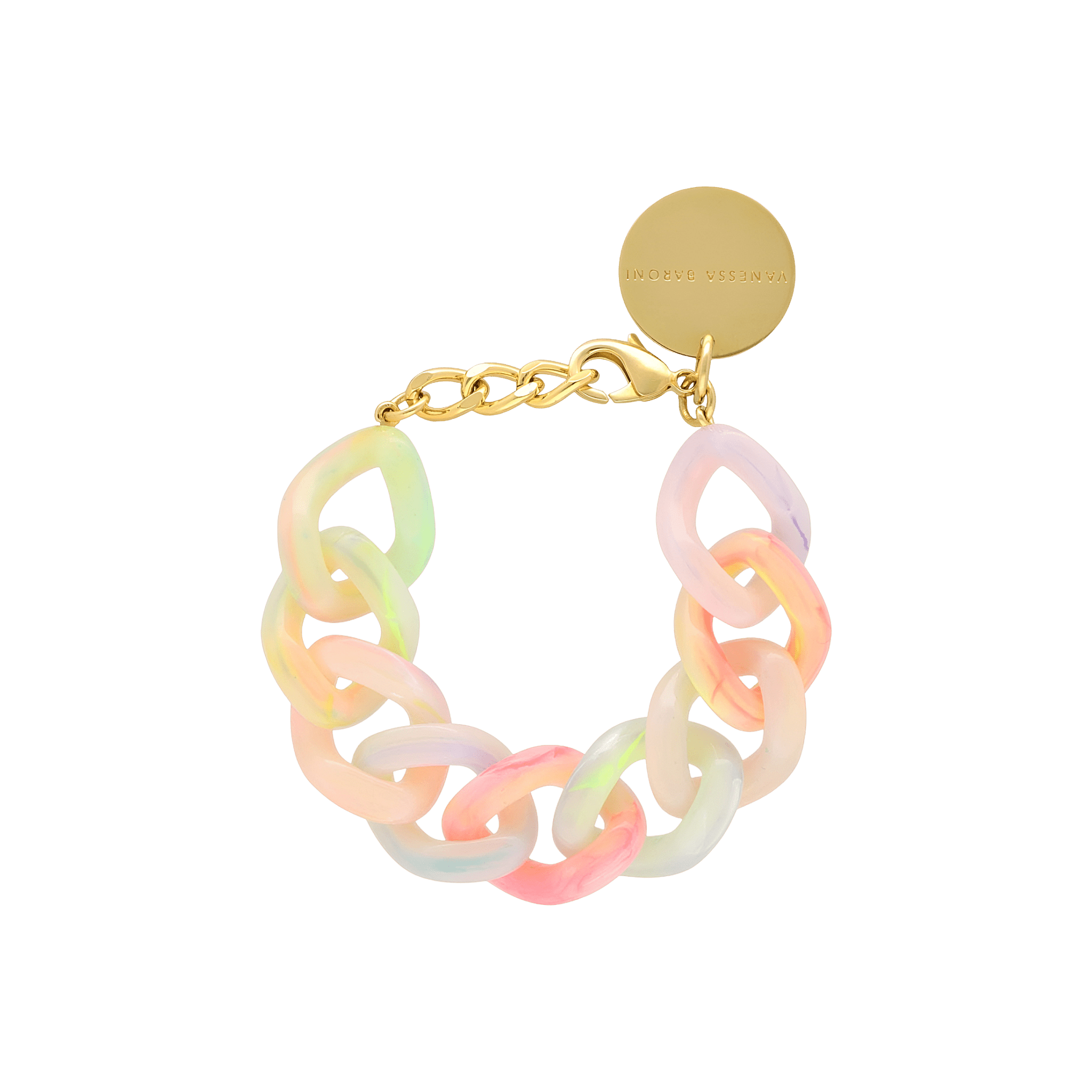 Vanessa Baroni Armband Flat Chain, neon rainbow, vergoldet