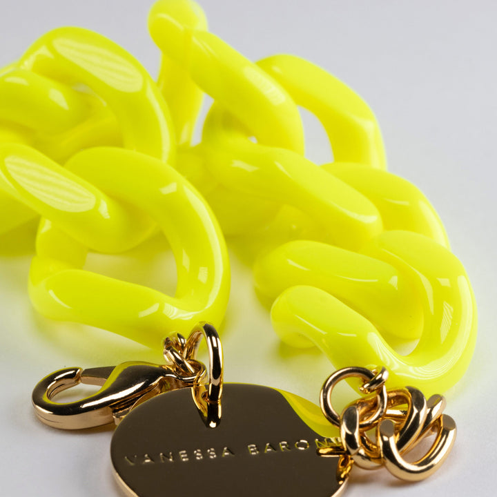 Vanessa Baroni Armband Flat Chain, neon yellow, vergoldet