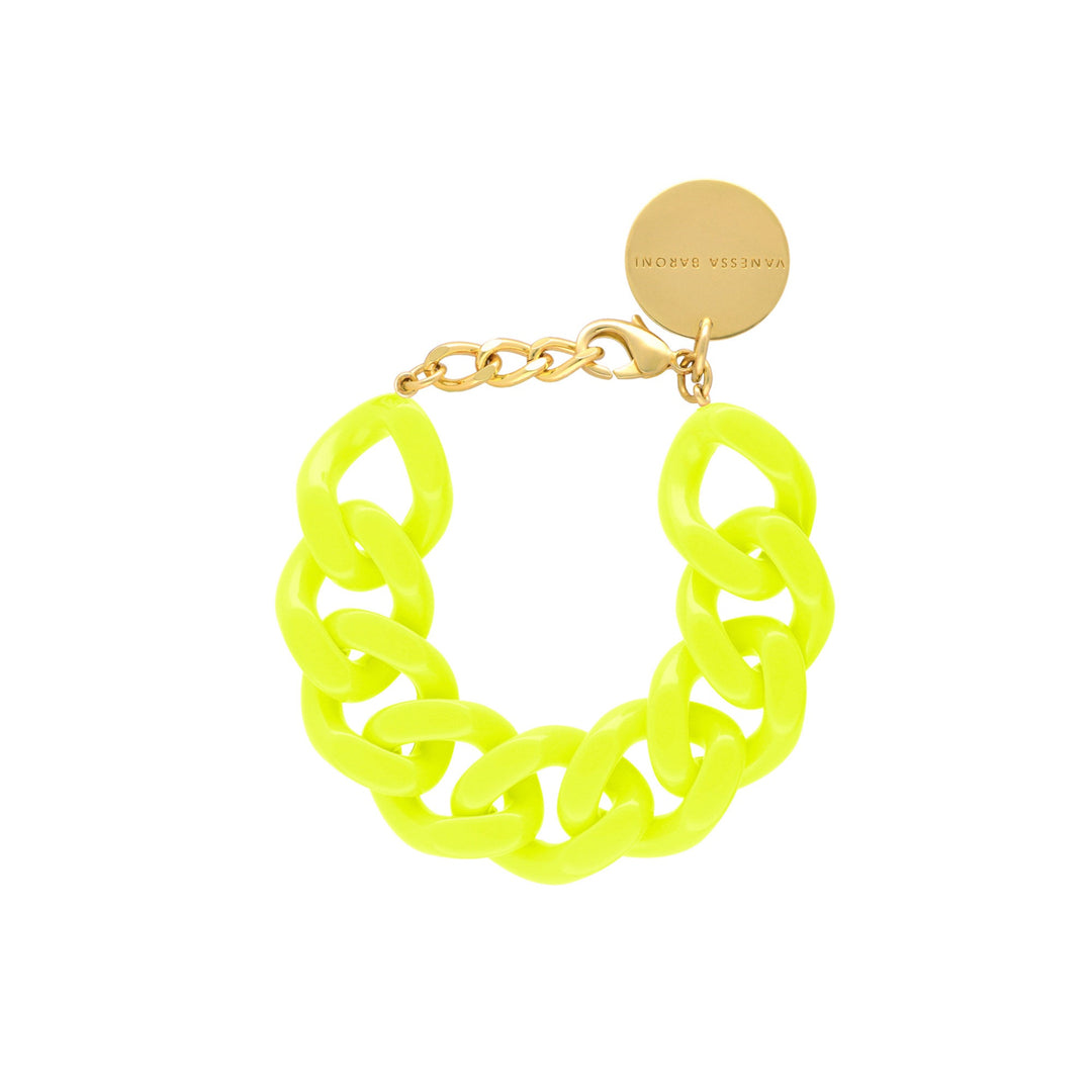 Vanessa Baroni Armband Flat Chain, neon yellow, vergoldet