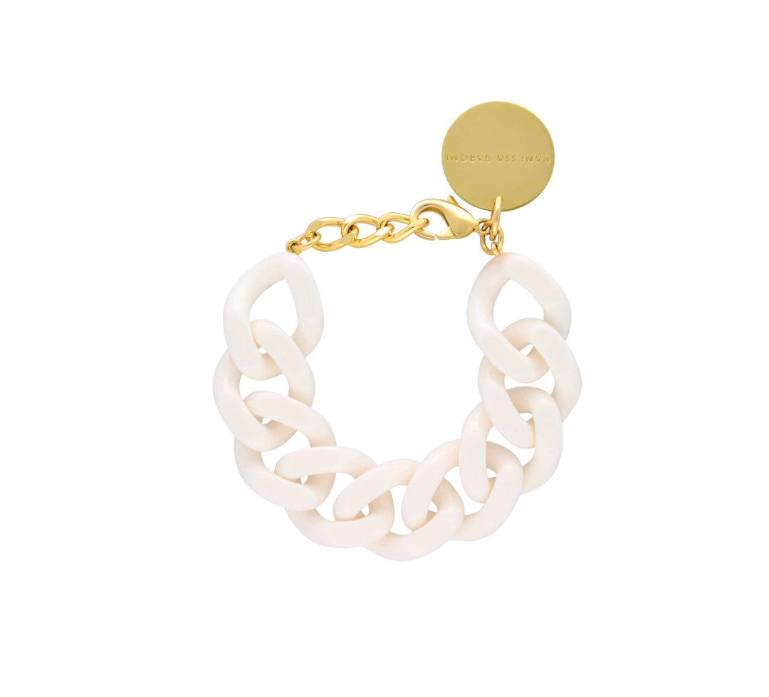 Vanessa Baroni Armband Flat Chain, off-white, vergoldet