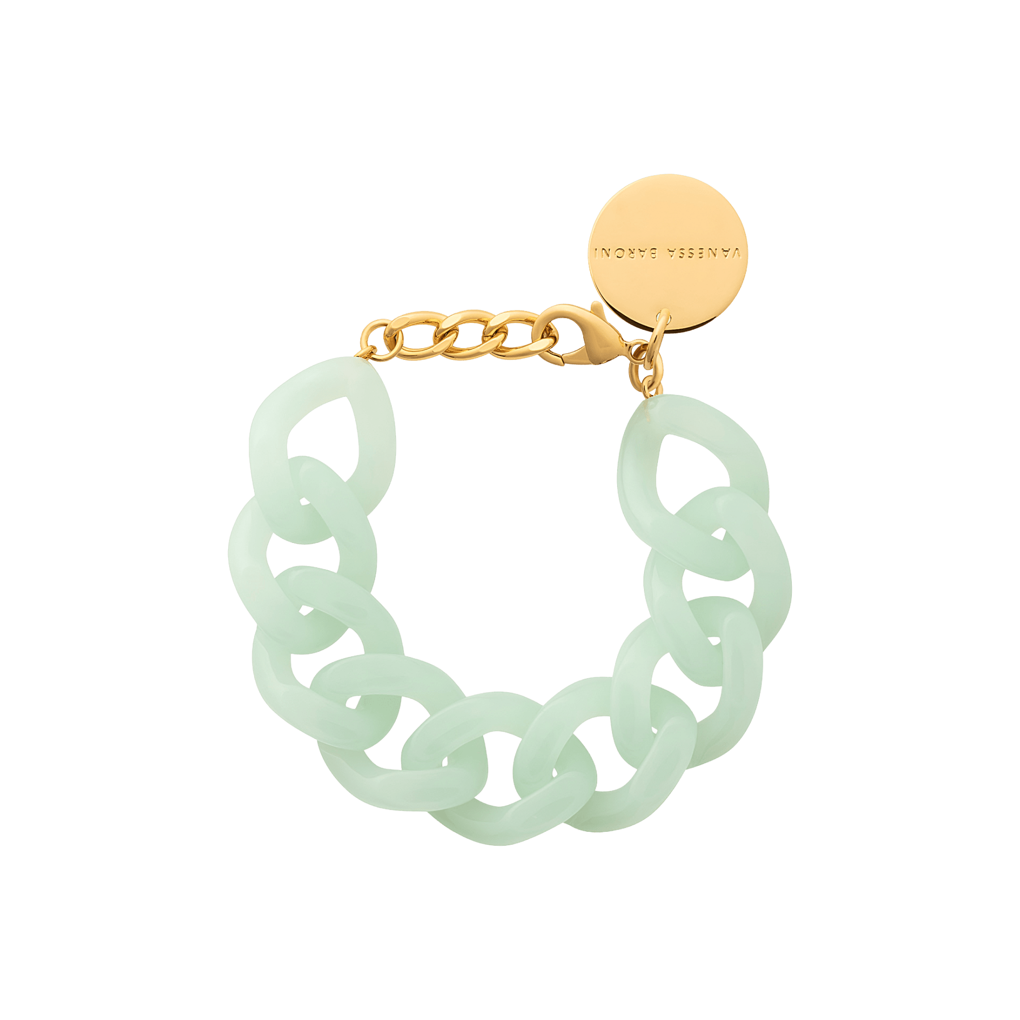 Vanessa Baroni Armband Flat Chain, opaline mint, vergoldet