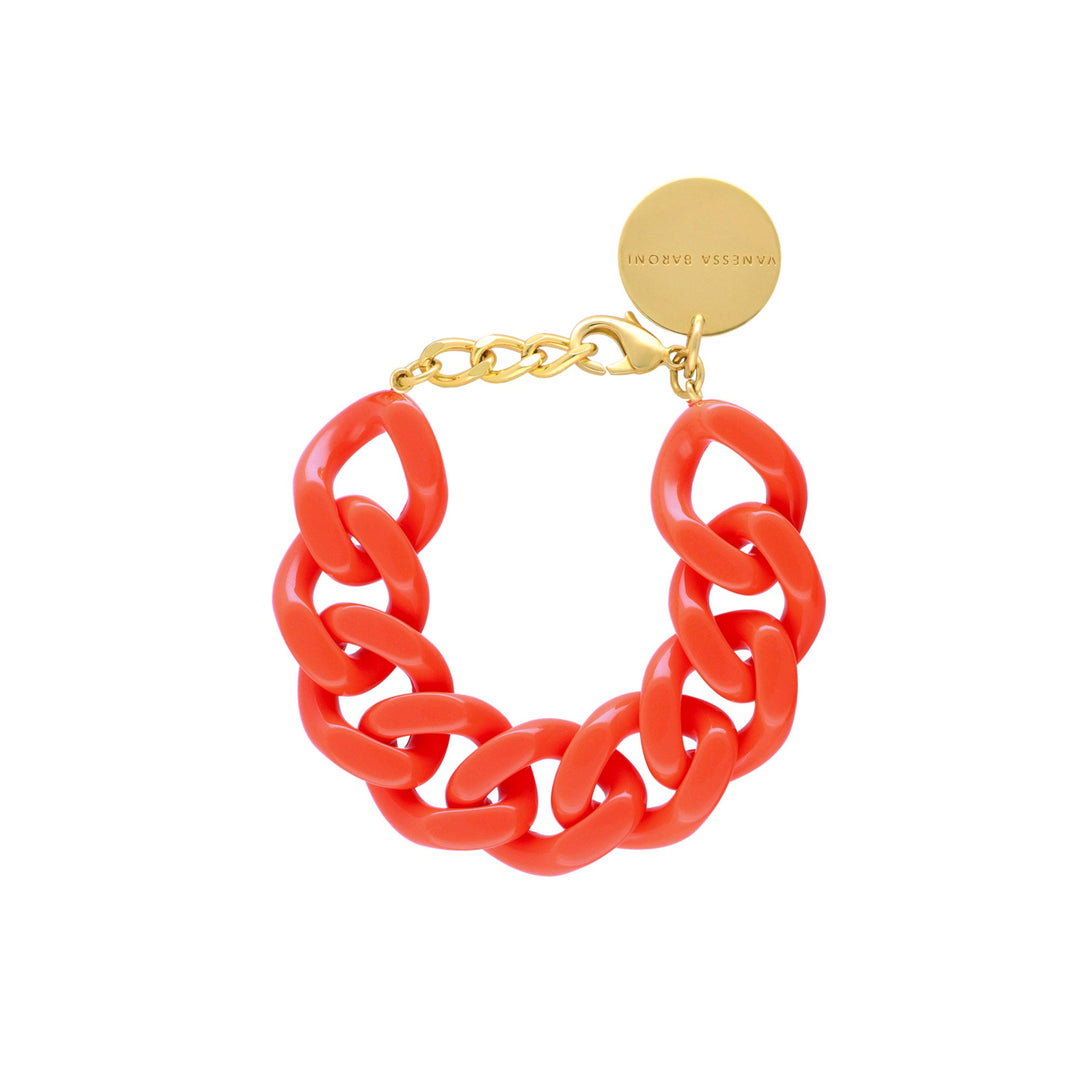 Vanessa Baroni Armband Flat Chain, orange, vergoldet