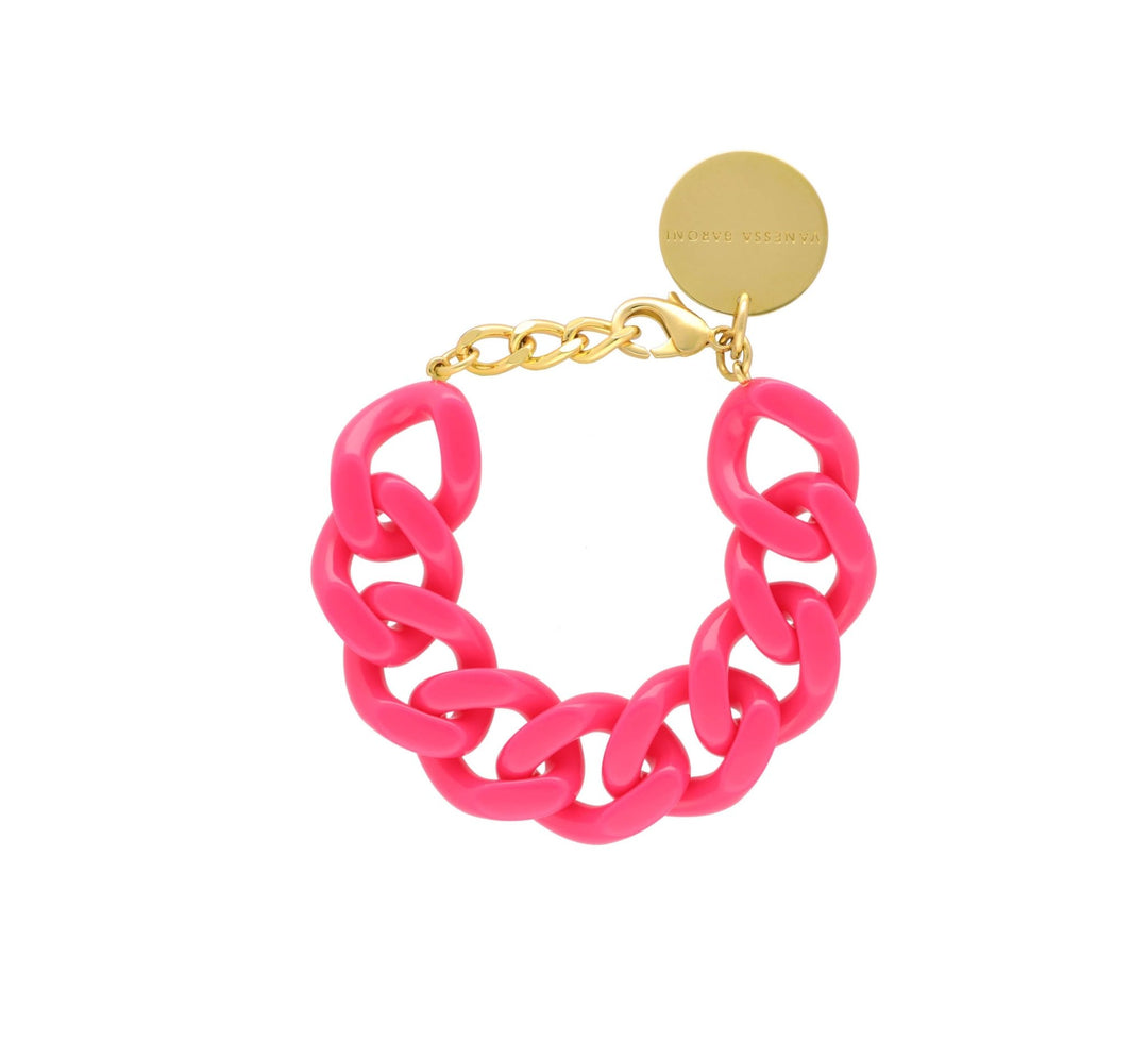 Vanessa Baroni Armband Flat Chain, pink, vergoldet