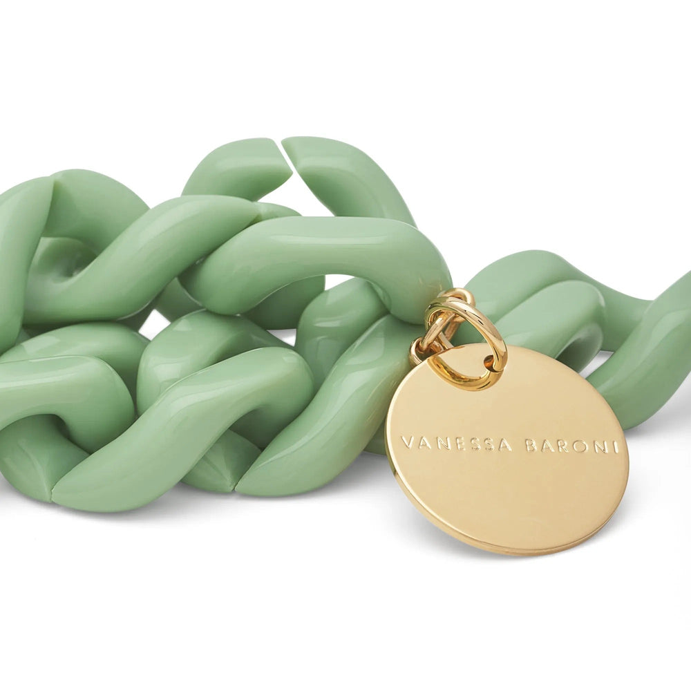 Vanessa Baroni Armband Flat Chain, pistachio, vergoldet