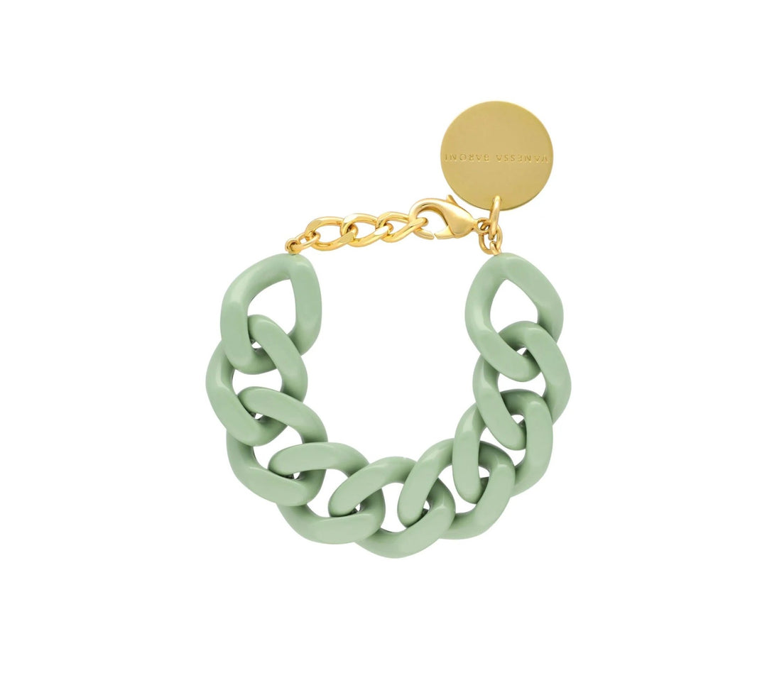 Vanessa Baroni Armband Flat Chain, pistachio, vergoldet