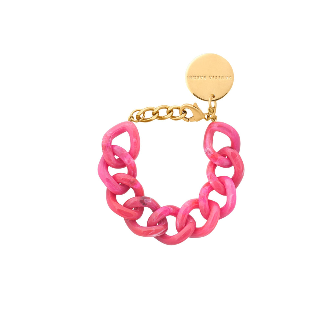 Vanessa Baroni Armband Flat Chain, raspberry marble, vergoldet