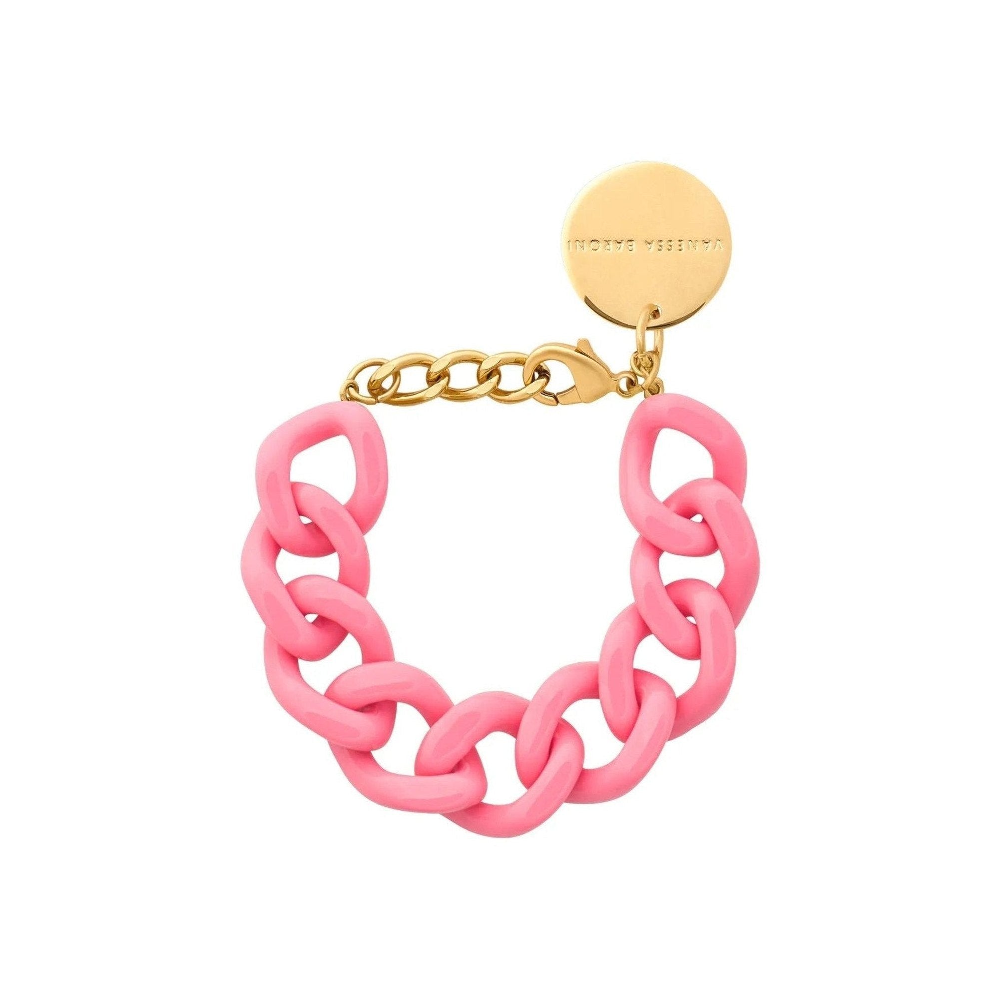 Vanessa Baroni Armband Flat Chain, raspberry, vergoldet