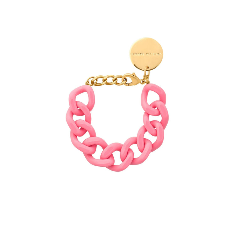 Vanessa Baroni Armband Flat Chain, raspberry, vergoldet