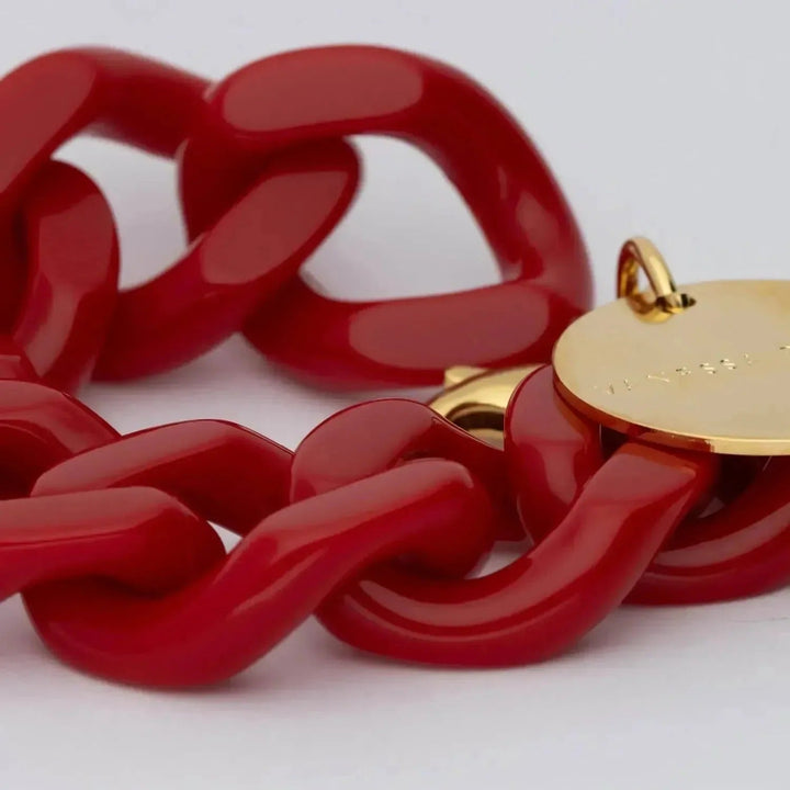 Vanessa Baroni Armband Flat Chain, scarlet red, vergoldet
