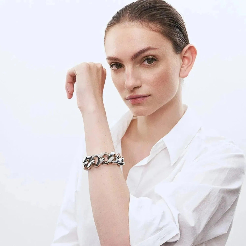 Vanessa Baroni Armband Flat Chain, silver, versilbert