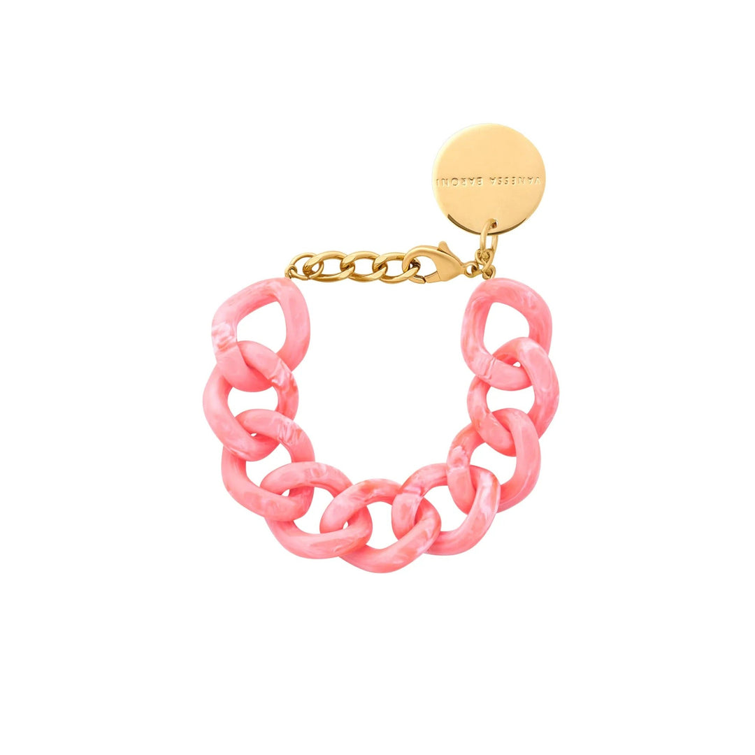 Vanessa Baroni Armband Flat Chain, strawberry icecream, vergoldet