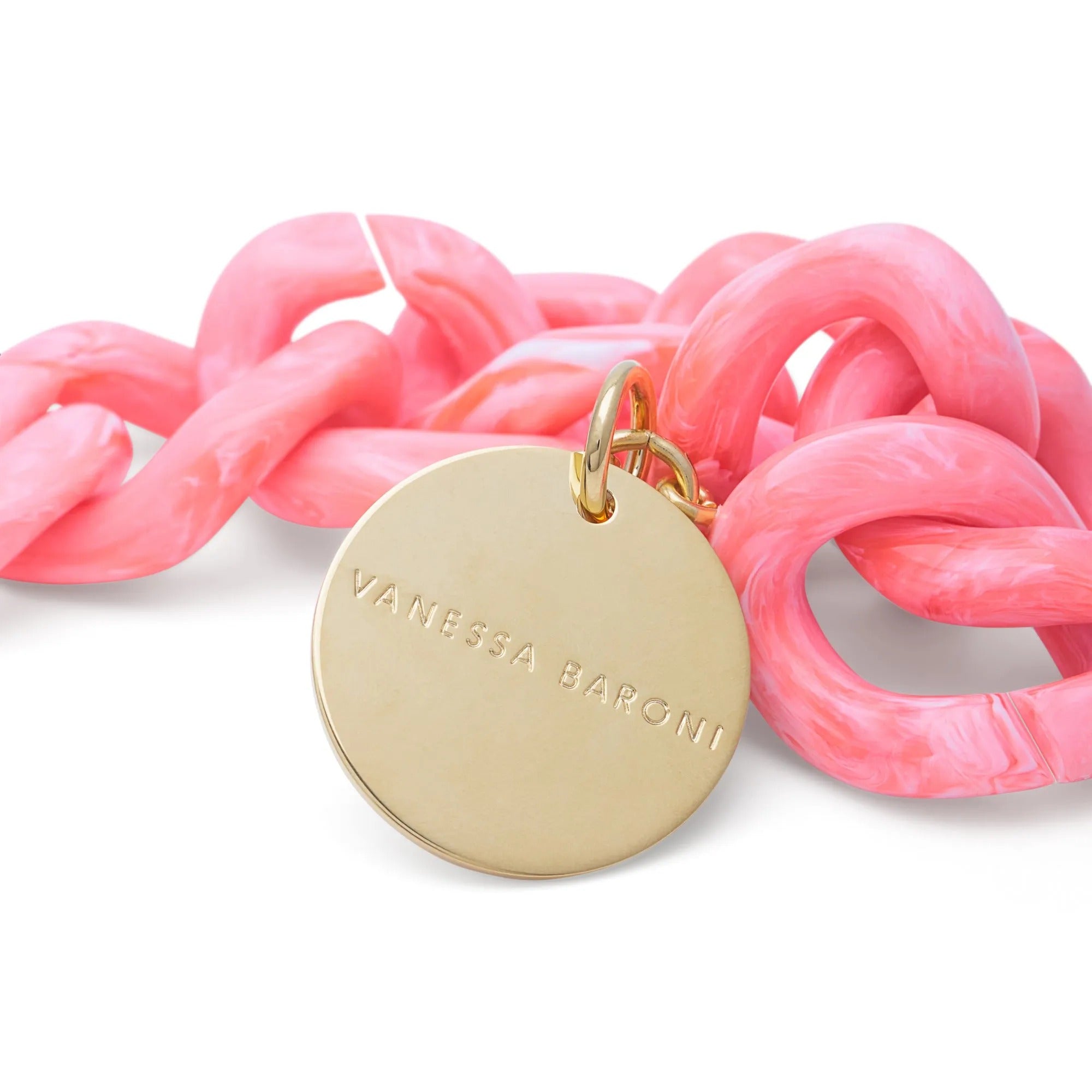 Vanessa Baroni Armband Flat Chain, strawberry icecream, vergoldet