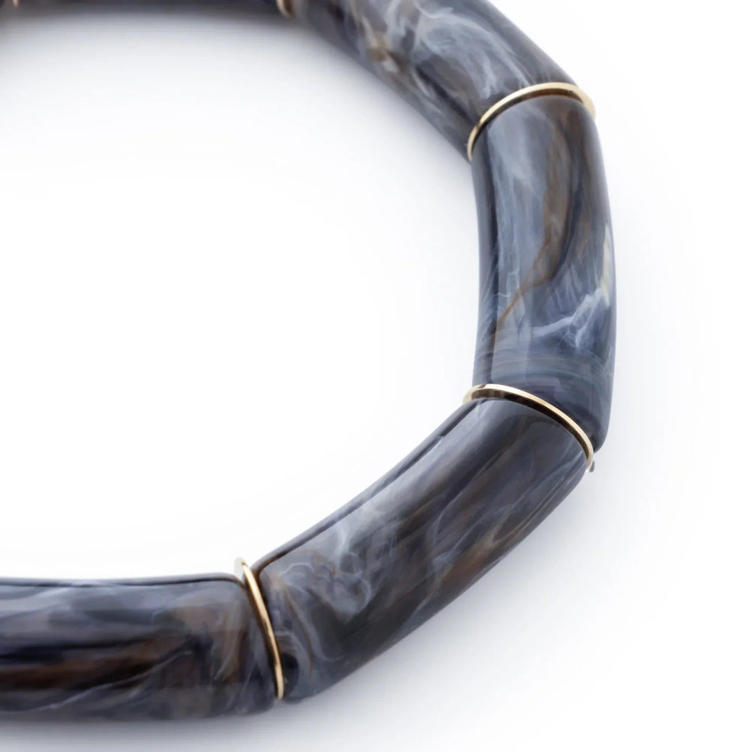 Vanessa Baroni Armband Flex, blue jeans marble, vergoldet