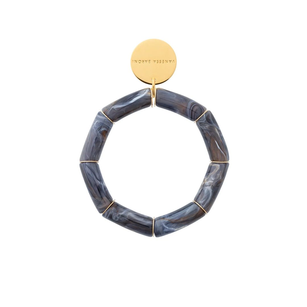 Vanessa Baroni Armband Flex, blue jeans marble, vergoldet