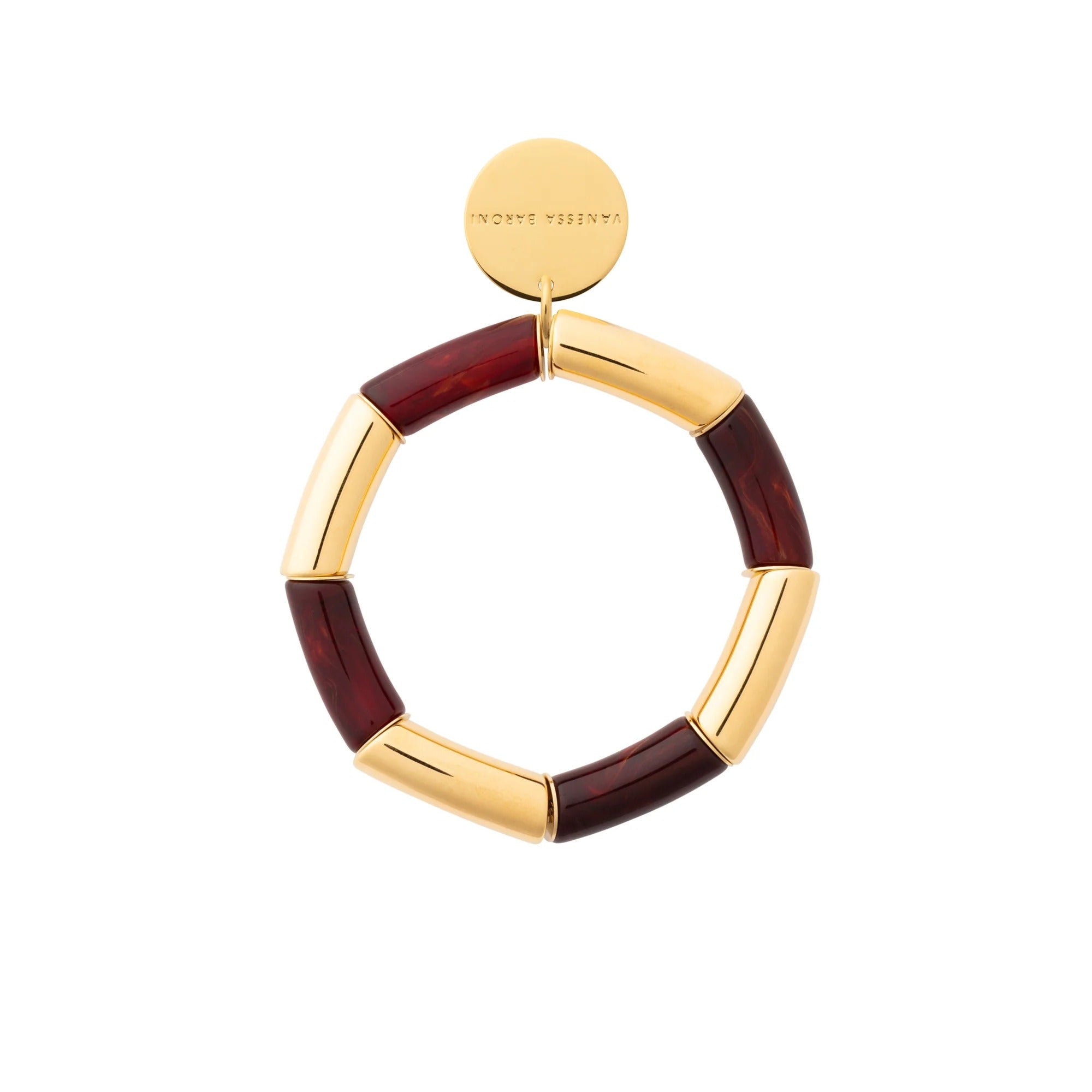 Vanessa Baroni Armband Flex gold, bordeaux marble, vergoldet