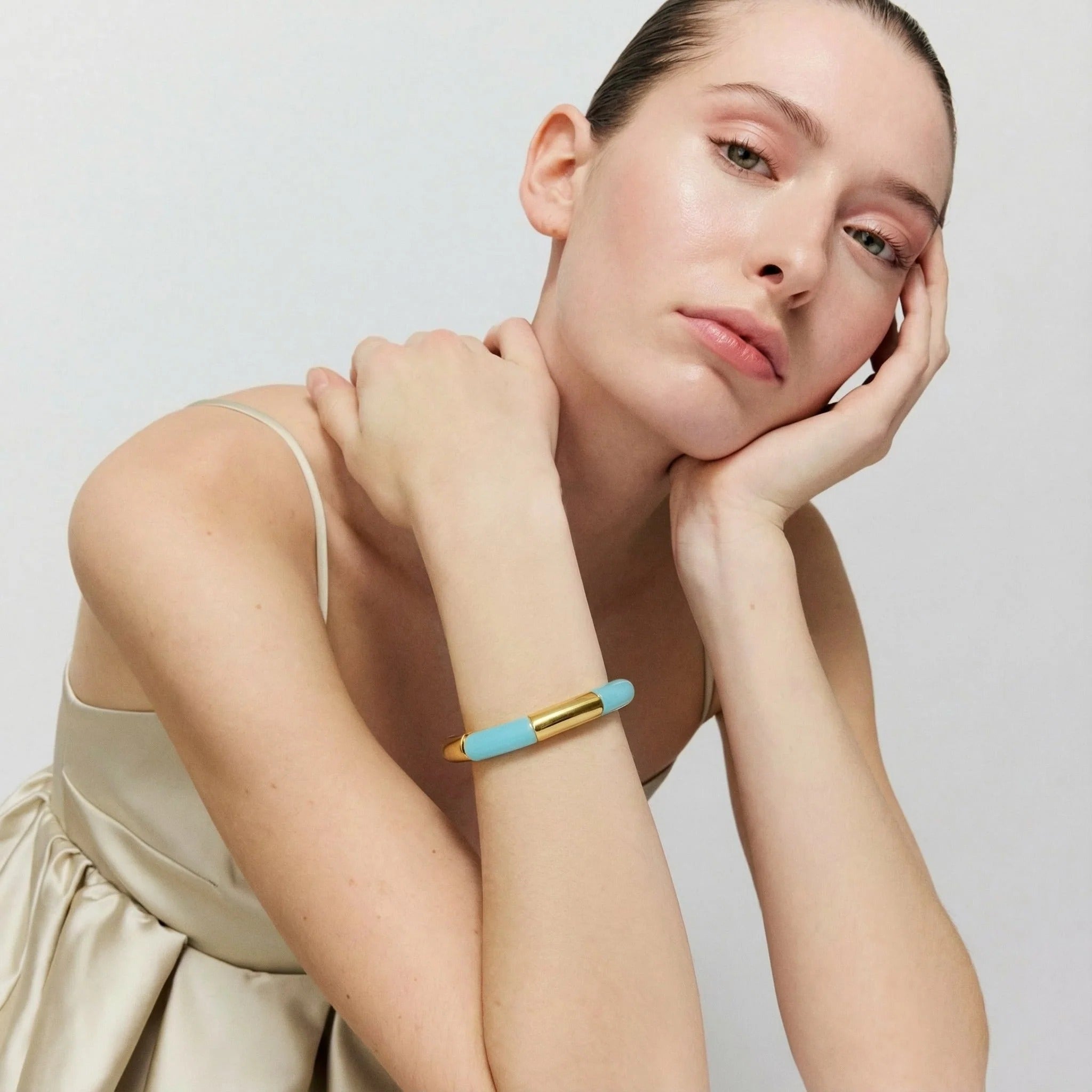 Vanessa Baroni Armband Flex gold, opaline blue, vergoldet