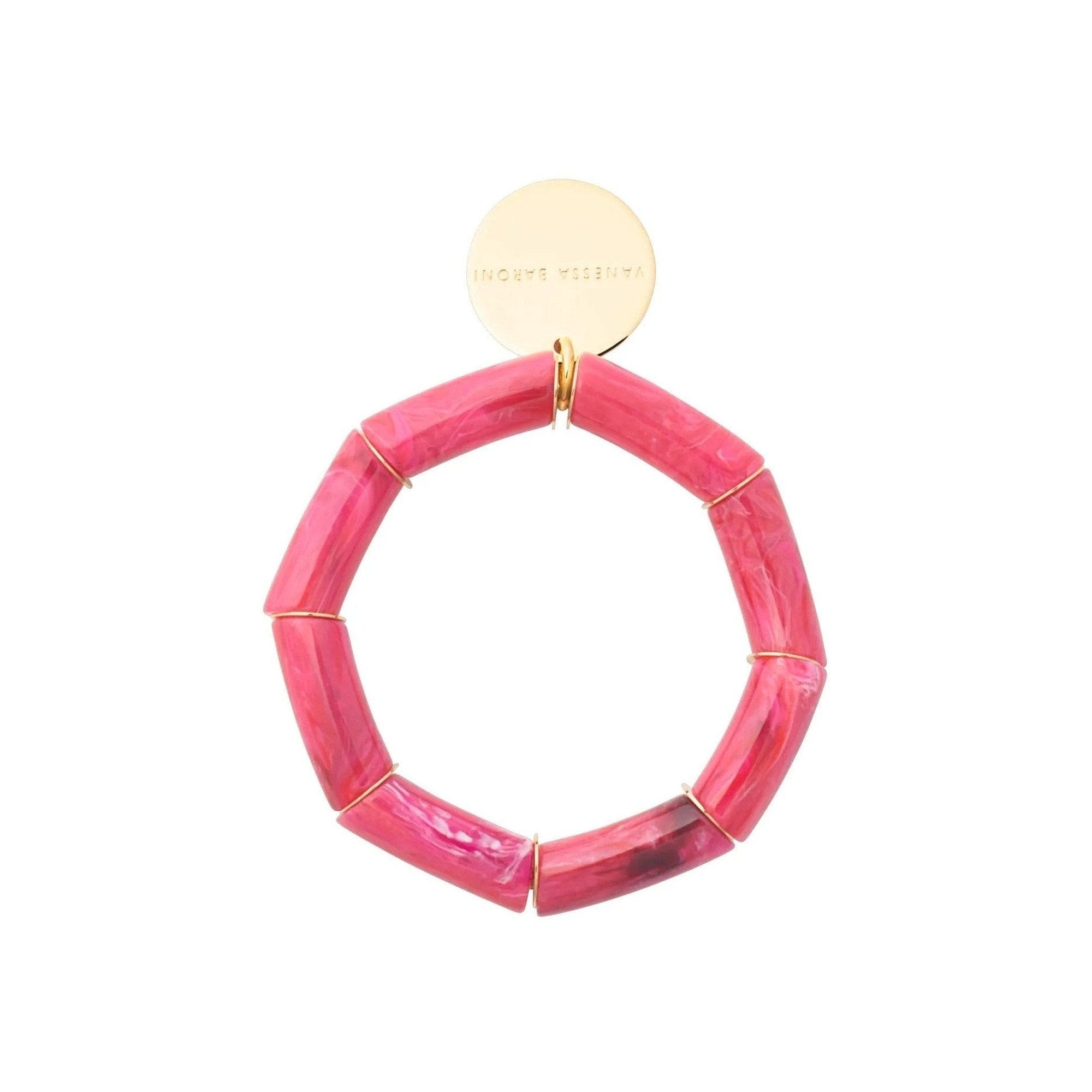Vanessa Baroni Armband Flex, raspberry marble, vergoldet