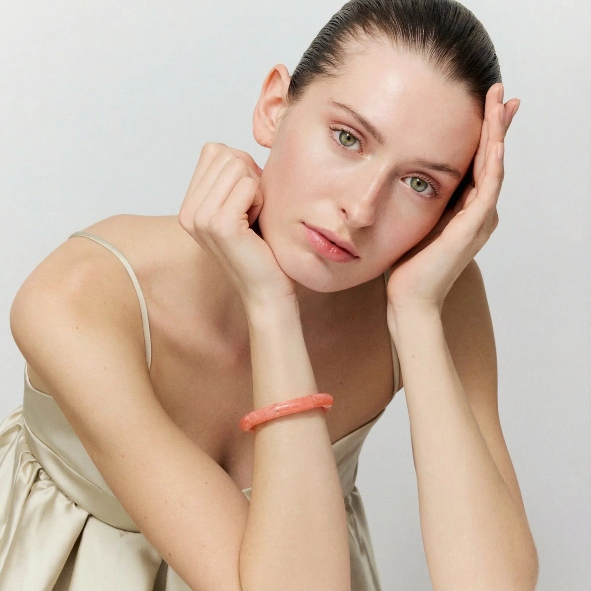 Vanessa Baroni Armband Flex, watermelon marble, vergoldet