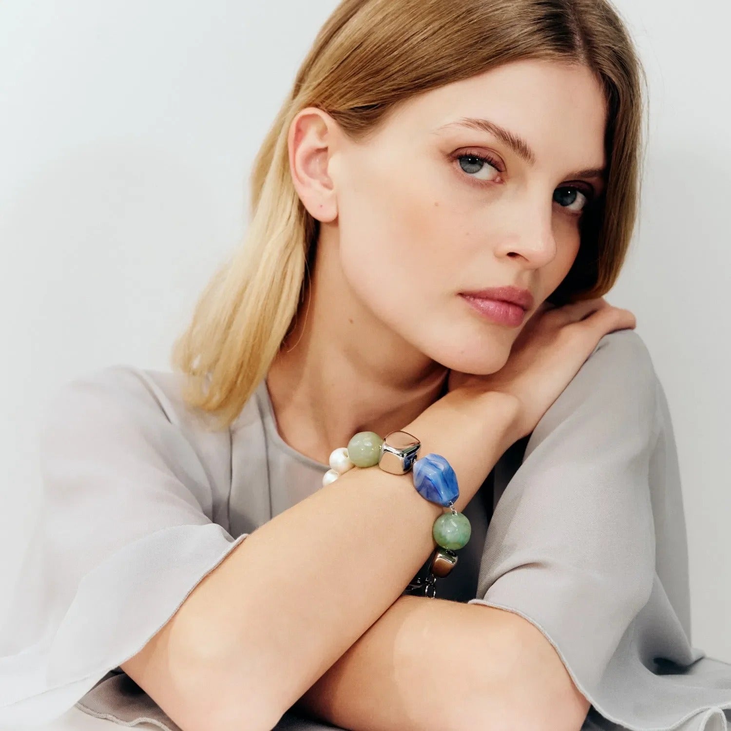 Vanessa Baroni Armband Formentera blue, versilbert