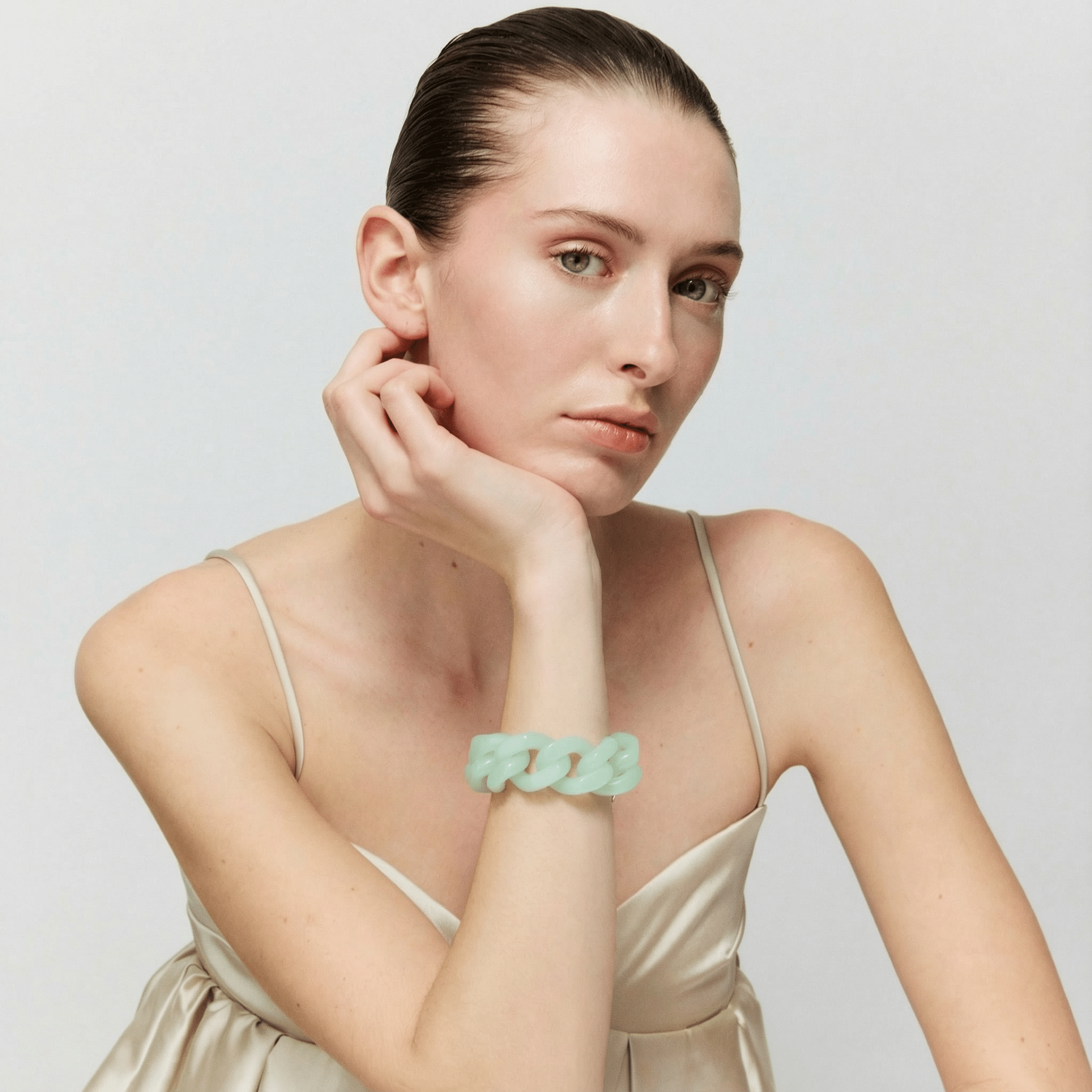 Vanessa Baroni Armband Great, opaline mint, vergoldet