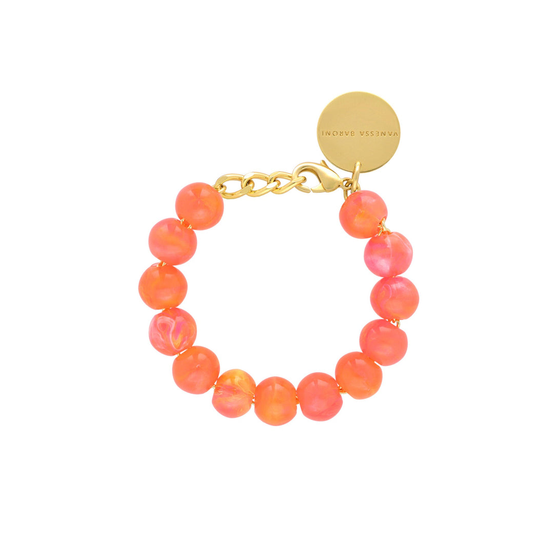 Vanessa Baroni Armband Mini Beads, campari orange, vergoldet