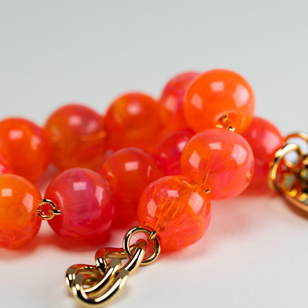 Vanessa Baroni Armband Mini Beads, campari orange, vergoldet