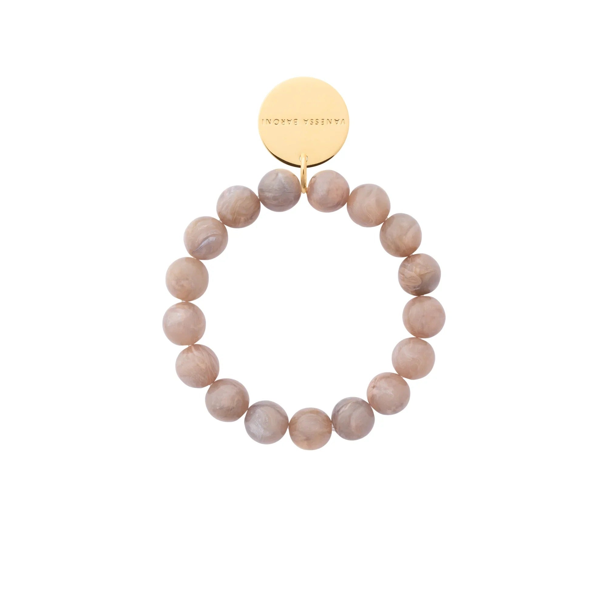 Vanessa Baroni Armband Mini Beads Flex, biancone marble, vergoldet