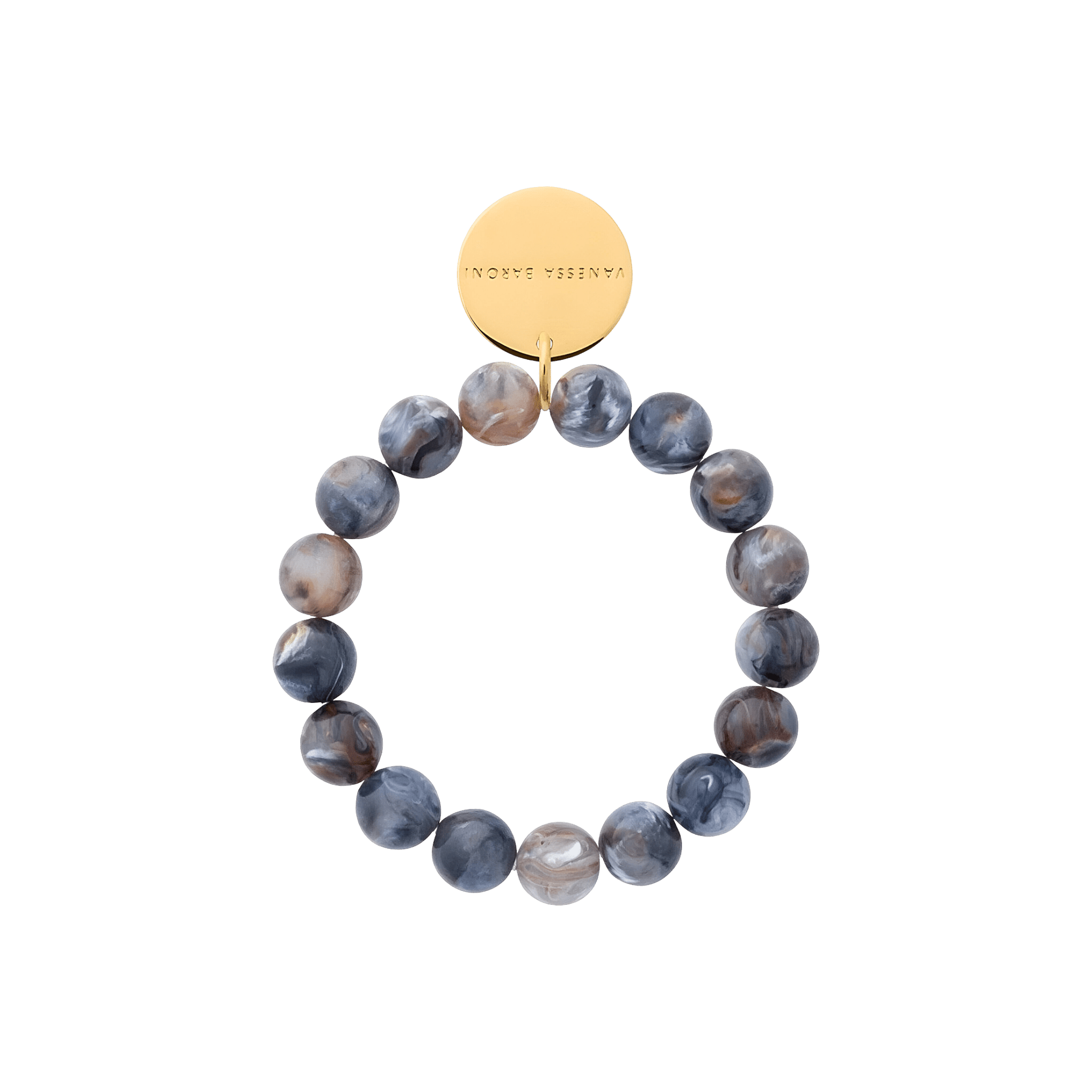 Vanessa Baroni Armband Mini Beads Flex, blue jeans marble, vergoldet