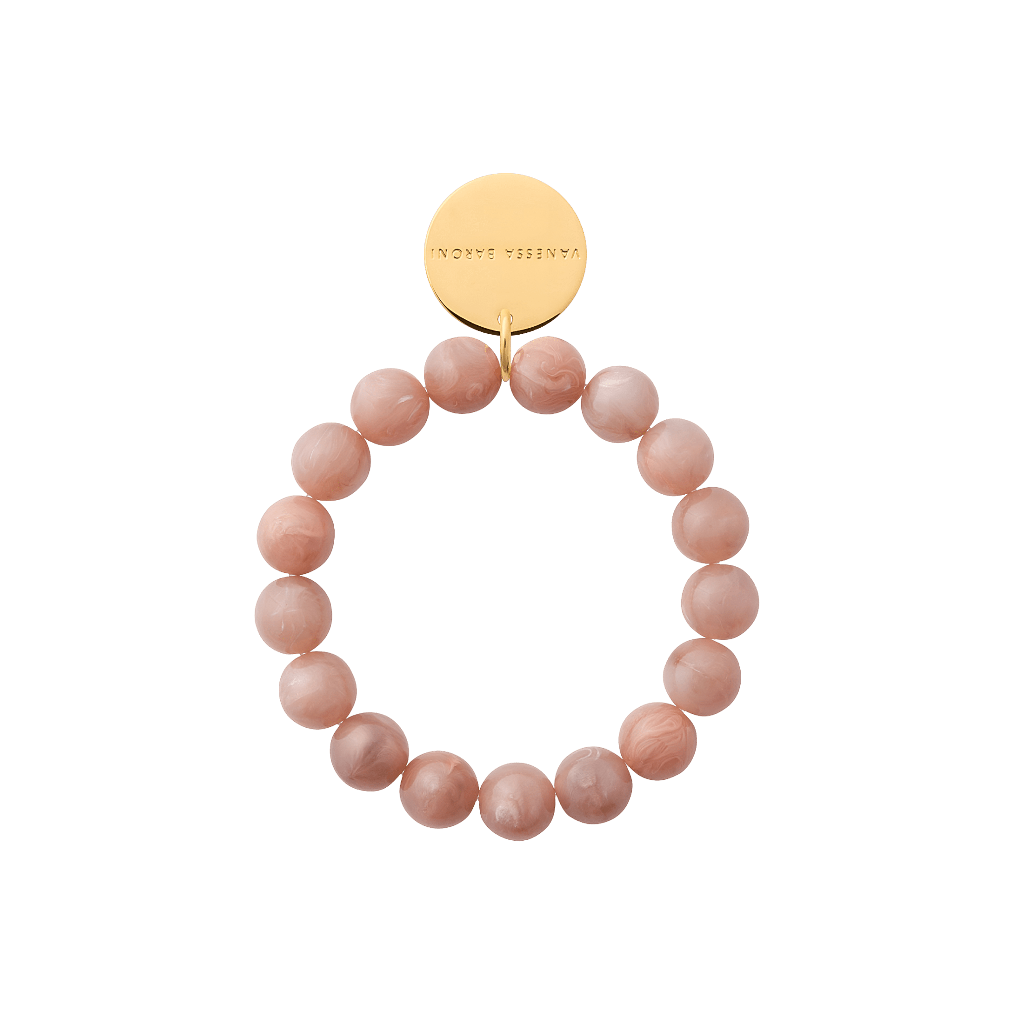 Vanessa Baroni Armband Mini Beads Flex, blush marble, vergoldet