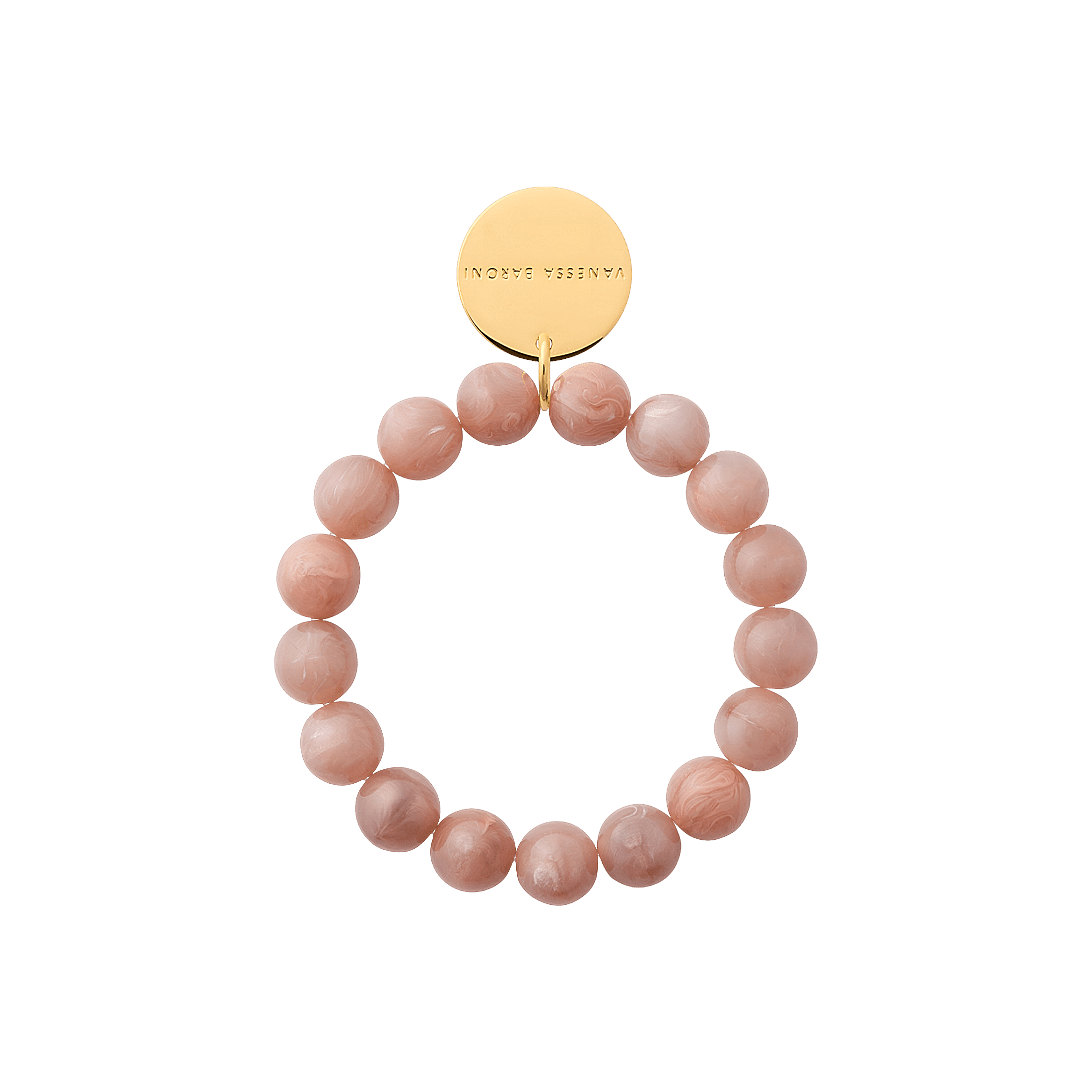 Vanessa Baroni Armband Mini Beads Flex, blush marble, vergoldet