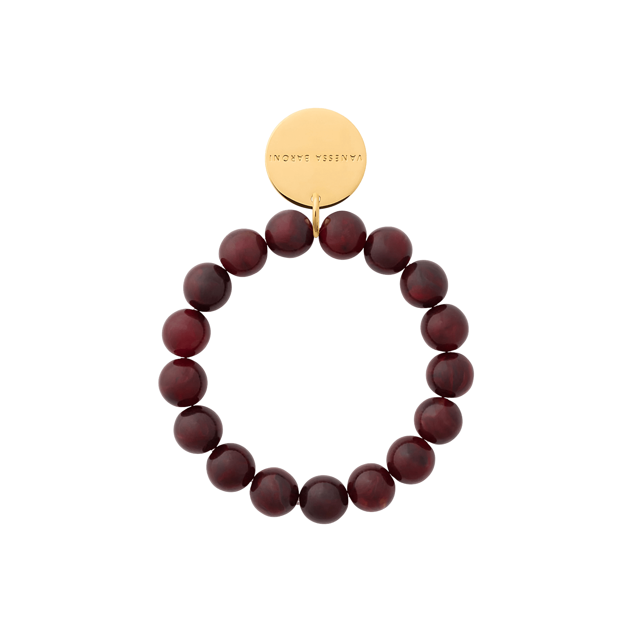 Vanessa Baroni Armband Mini Beads Flex, bordeaux marble, vergoldet