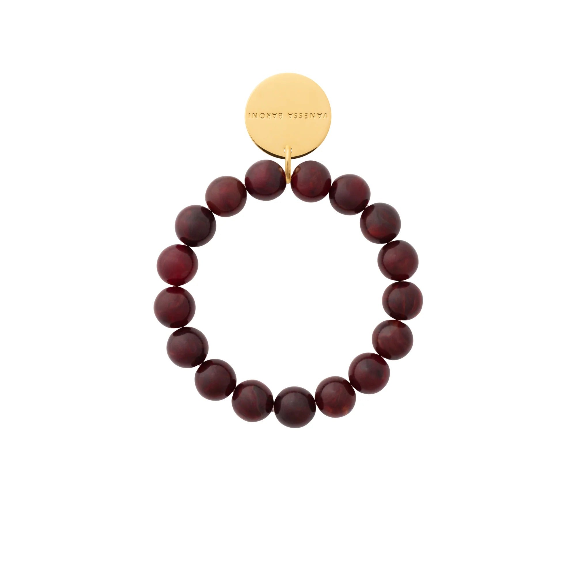 Vanessa Baroni Armband Mini Beads Flex, bordeaux marble, vergoldet