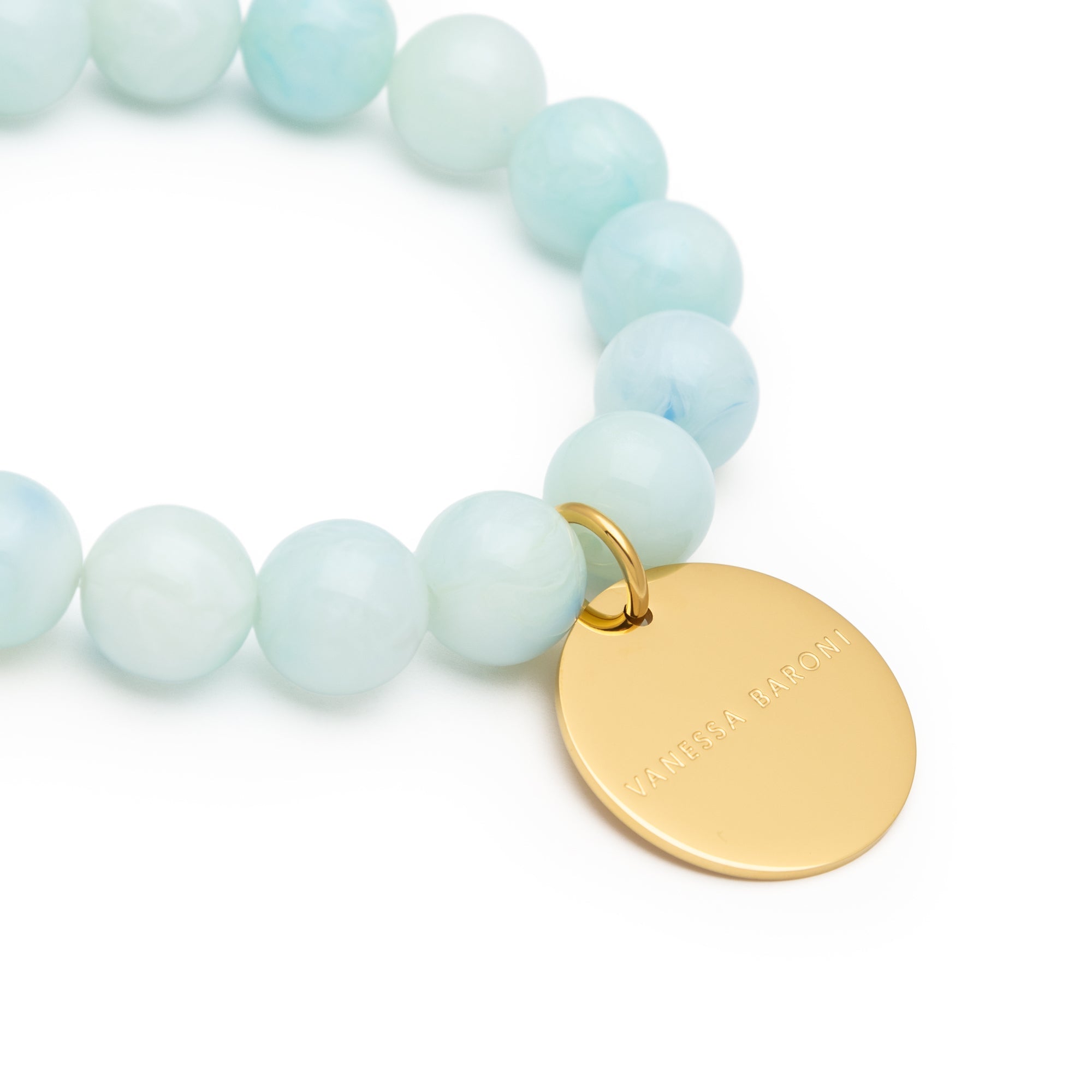 Vanessa Baroni Armband Mini Beads Flex, cloud marble, vergoldet