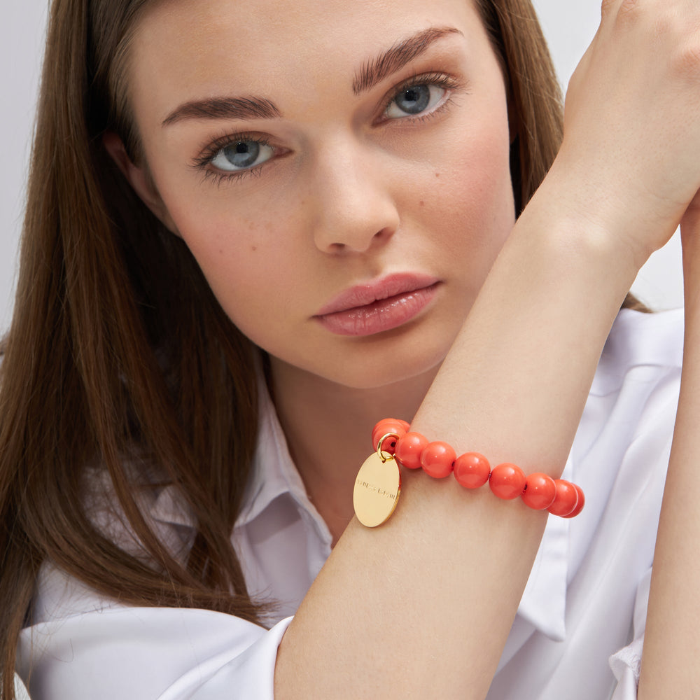 Vanessa Baroni Armband Mini Beads Flex, lipstick, vergoldet