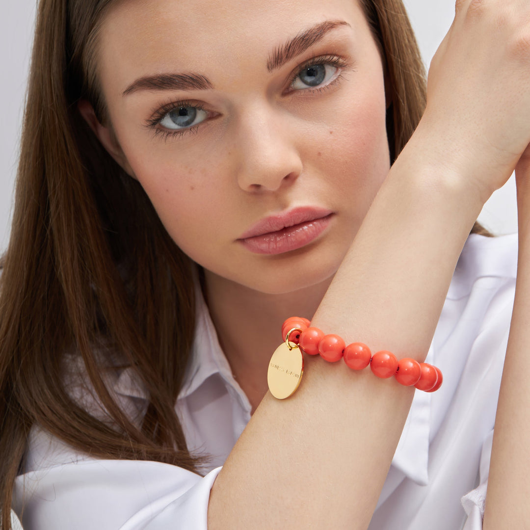 Vanessa Baroni Armband Mini Beads Flex, lipstick, vergoldet