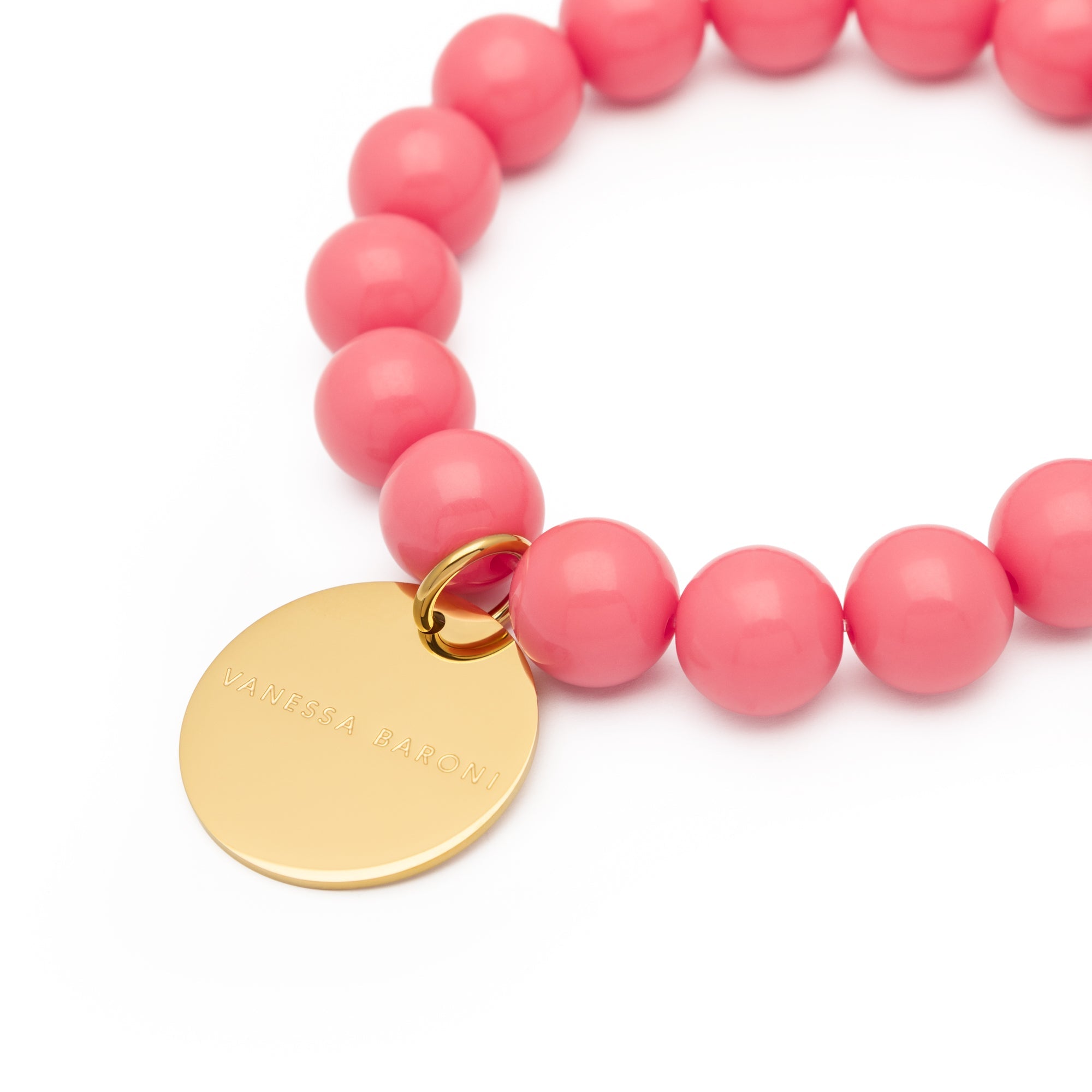 Vanessa Baroni Armband Mini Beads Flex, new flamingo, vergoldet