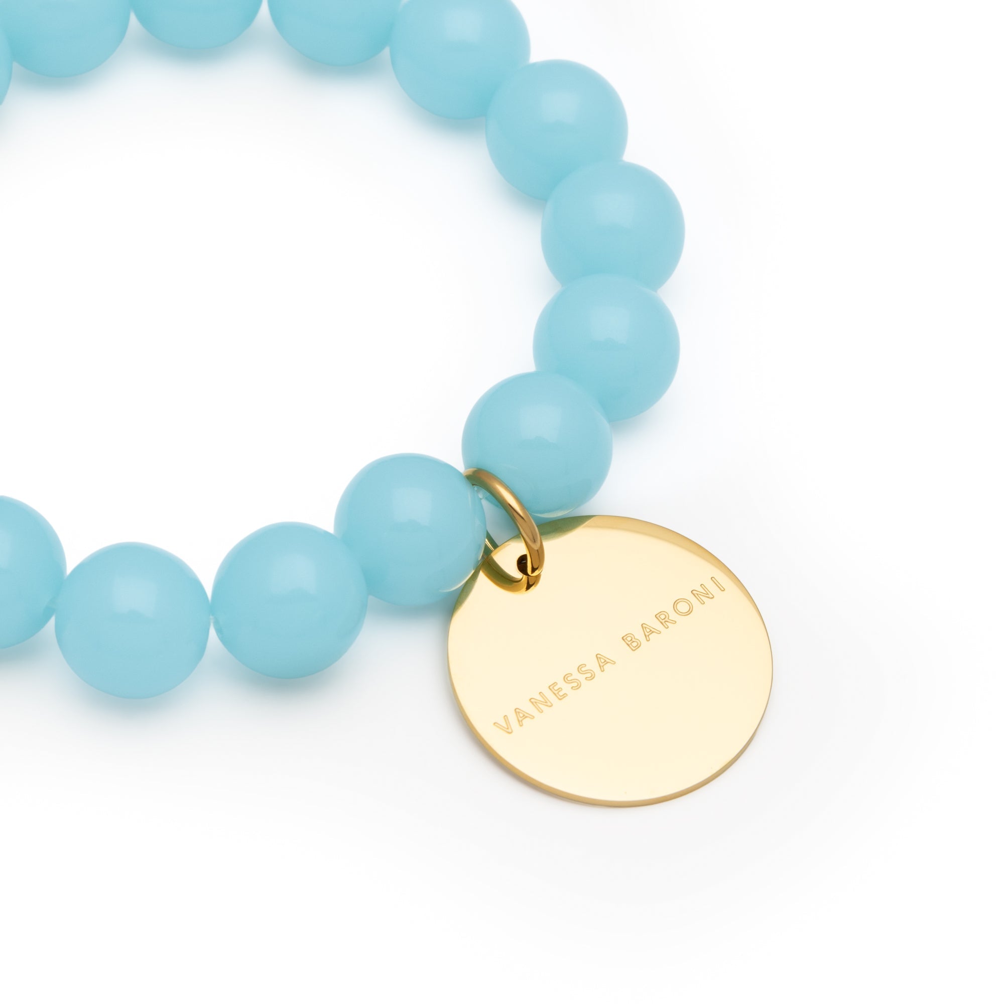 Vanessa Baroni Armband Mini Beads Flex, opaline blue, vergoldet