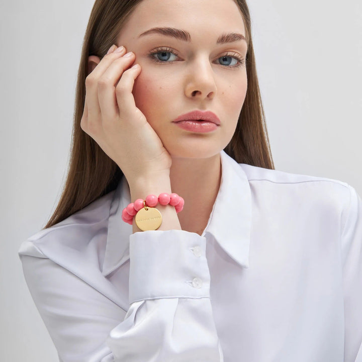 Vanessa Baroni Armband Mini Beads Flex, raspberry, vergoldet
