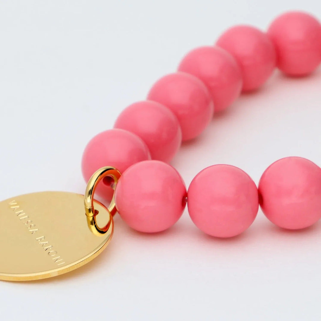 Vanessa Baroni Armband Mini Beads Flex, raspberry, vergoldet