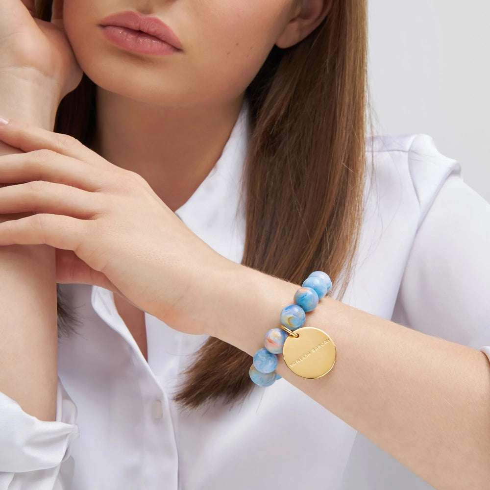 Vanessa Baroni Armband Mini Beads Flex, sea wave, vergoldet