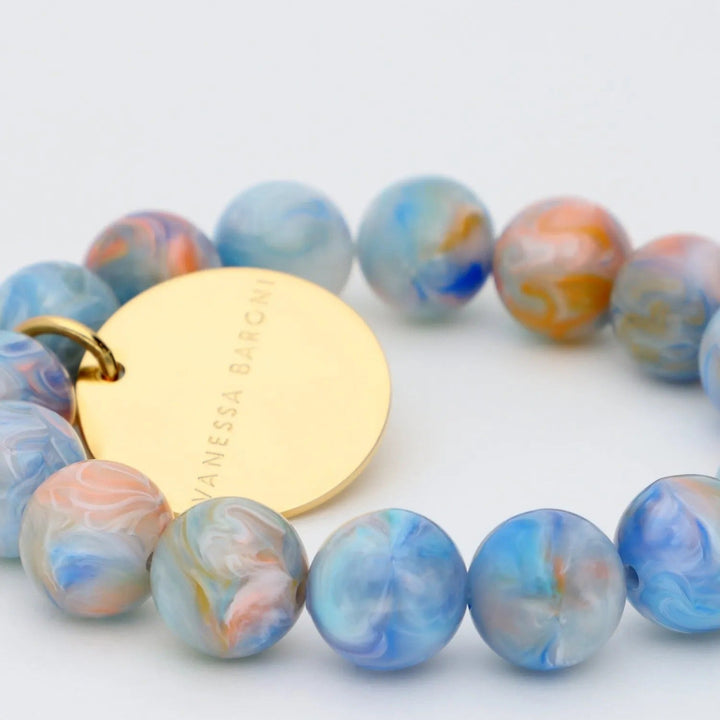 Vanessa Baroni Armband Mini Beads Flex, sea wave, vergoldet
