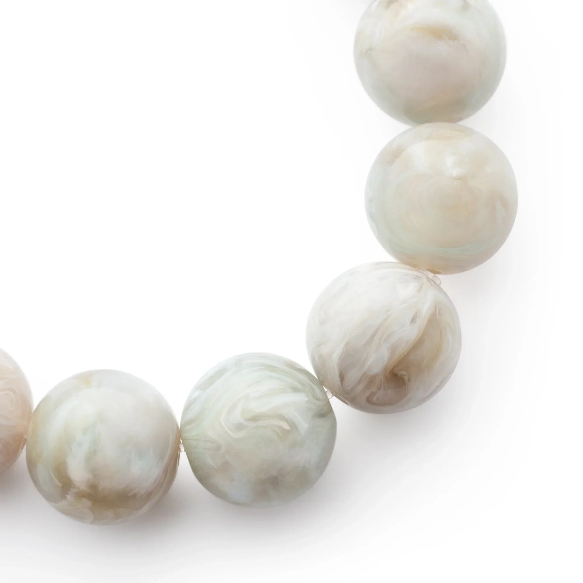 Vanessa Baroni Armband Mini Beads Flex, snow green marble, vergoldet